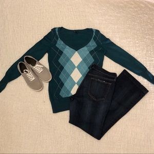 Gap argyle teal sweater